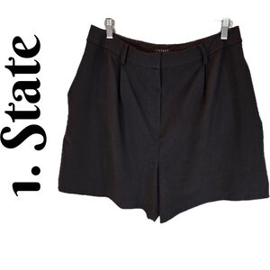 1. State Women's Black Tailored Dress Shorts Sz 12 Pleated High Waist Pockets